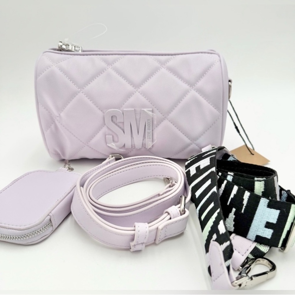 Steve Madden NWT Quilted Lavender Bag with Pouch and Adjustable Straps - Picture 6 of 6